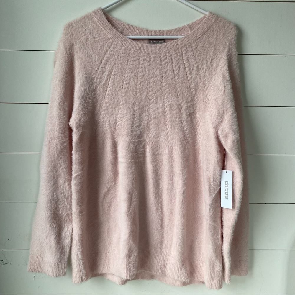 chicos pink fuzzy sweater (new w tags)